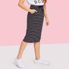 Shein Girls Drawstring Waist Striped Skirt