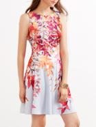 Shein Multicolor Leaf Branch Print Sleeveless A Line Dress