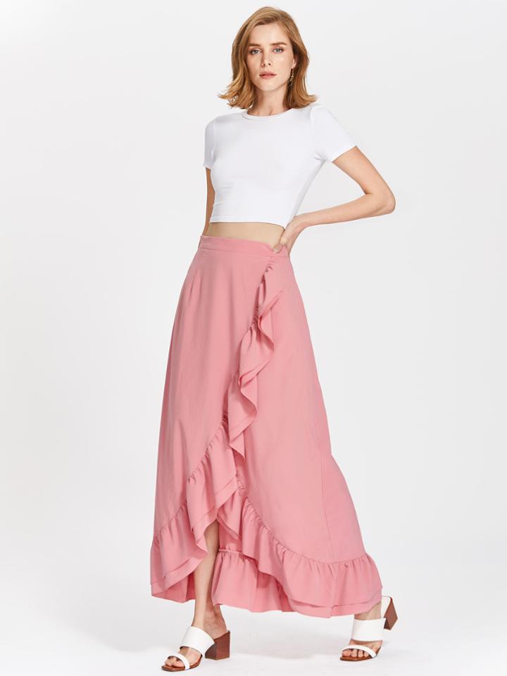 Shein Flounce Trim Overlap Skirt