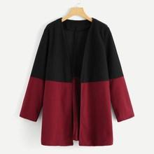 Shein Plus Two Tone Open Front Coat