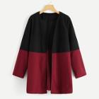 Shein Plus Two Tone Open Front Coat