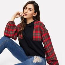 Shein Color- Block Plaid Pullover