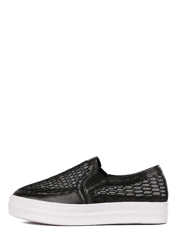Shein Black Round Toe Mesh Hollow Thick-soled Slip-on Sneakers