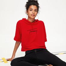 Shein Letter Print Short Sleeve Hoodie