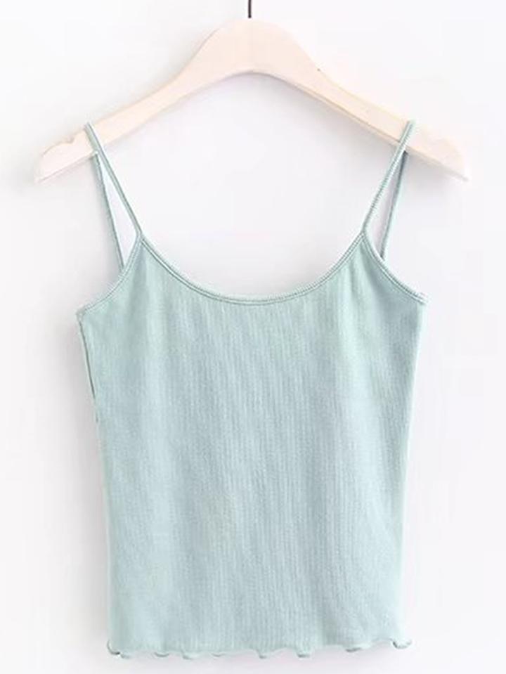 Shein Open Back Lettuce Edge Trim Cami Top
