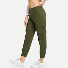 Shein Elastic Hem Utility Jeans
