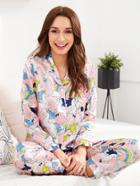 Shein Allover Unicorn Print Shirt & Pants Pj Set