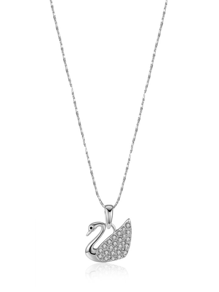 Shein Rhinestone Detail Swan Pendant Necklace