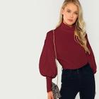 Shein Rolled Neck Leg-of-mutton Sleeve Pullover