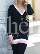 Shein Black Color Block Trims T-shirt