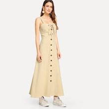 Shein Single Breasted Lace Up Dress
