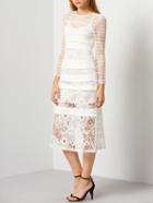 Shein White Long Sleeve Hollow Lace Two Pieces Dress