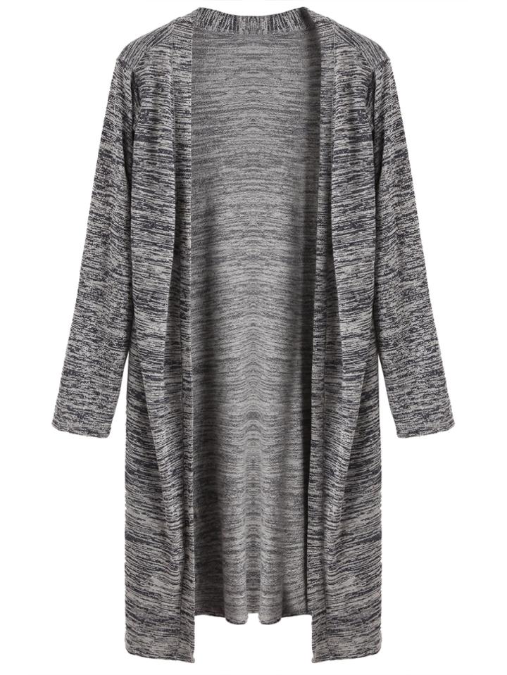 Shein Heather Grey Side Slit Long Cardigan