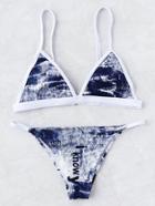 Shein Contrast Trim Tie Dye Triangle Bikini Set