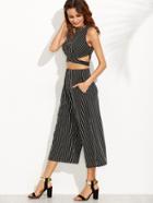 Shein Vertical Striped Cutout Top With Wide Leg Pants