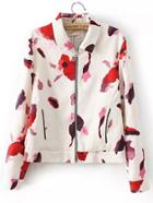 Shein Floral Print Zipper Up Jacket