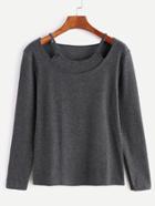 Shein Dark Grey Long Sleeve 2 In 1 T-shirt