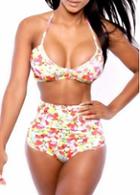 Rosewe Vocation Essential Two Pieces Design Floral Swimwear For Summer
