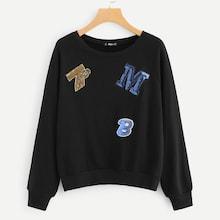 Shein Sequin Letter Front Sweatshirt