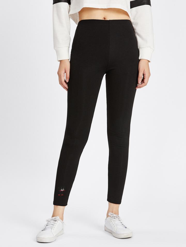 Shein Cartoon Embroidered Leggings