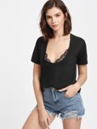 Shein Black Scoop Neck Long T-shirt