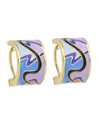 Shein Purple Enamel Hoop Brand Earrings
