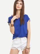 Shein Lace Insert Sleeve Keyhole Back T-shirt