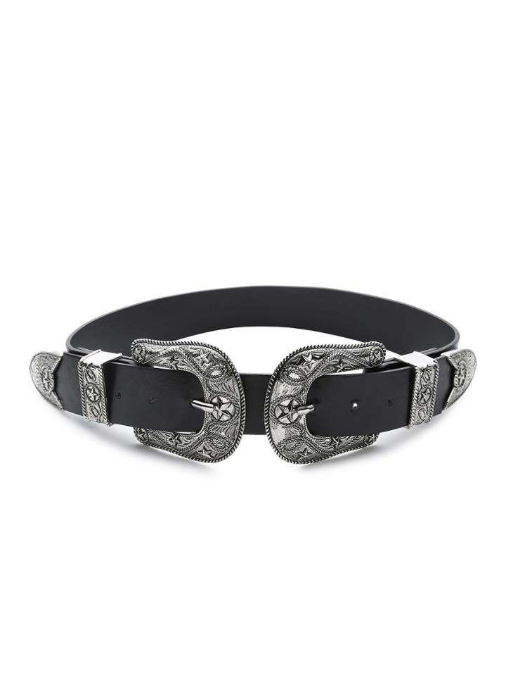 Shein Silver Star Pattern Double Buckle Belt