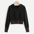 Shein Contrast Stripe Trim Drawstring Hoodie