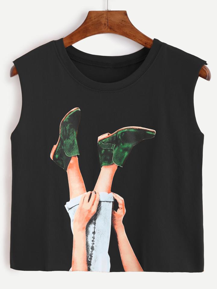 Shein Graphic Print Crop Tank Top