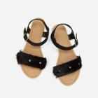 Shein Faux Fur Detail Flat Sandals