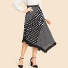 Shein Raw Hem Polka Dot Print Skirt