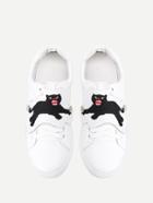Shein Bear Embroidery Low Top Pu Sneakers