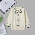 Shein Toddler Girls Pearl Detail Bow Front Sweater