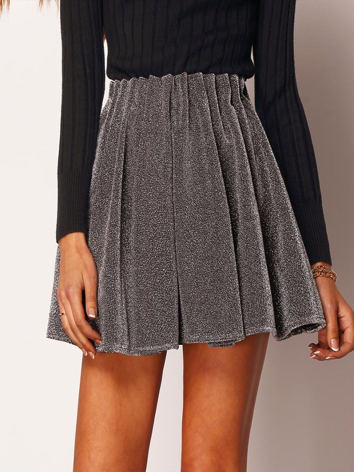 Shein Grey Glisten Flare Skirt