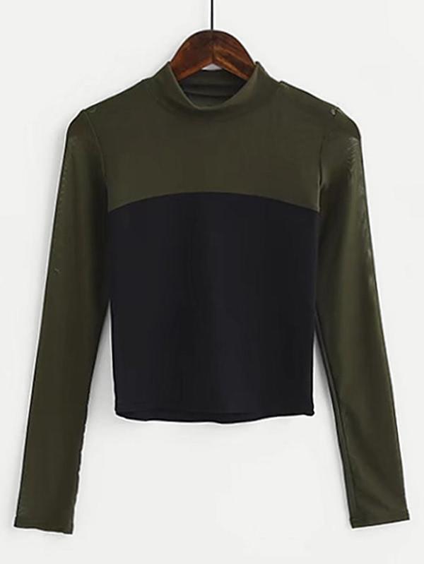 Shein Two Tone Mesh Tee