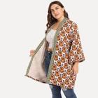 Shein Plus Botanical Print Open Front Coat