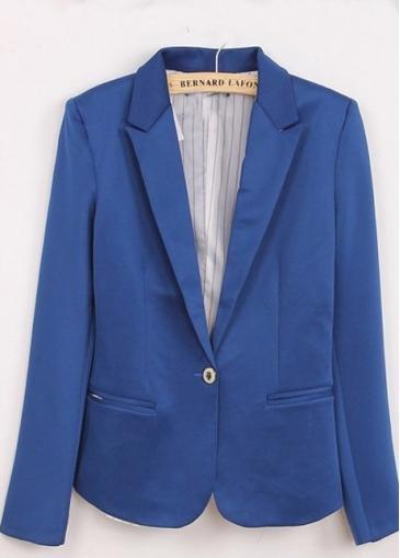 Rosewe Chic One Button Fly Design Turndown Collar Blue Suit