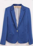 Rosewe Chic One Button Fly Design Turndown Collar Blue Suit