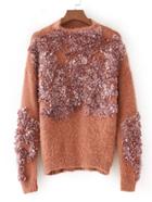 Shein Flower Applique Fuzzy Sweater
