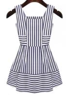 Rosewe Laconic Square Neck Stripe Design A Line Dress
