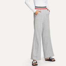 Shein Contrast Striped Pocket Side Pants
