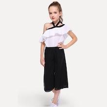 Shein Girls Ruffle Trim Halter Top With Pants