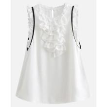 Shein Contrast Tape Frill Trim Blouse