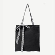Shein Plaid Decor Bow Tote Bag