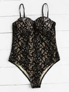Shein Lace Overlay Bustier Swimsuit