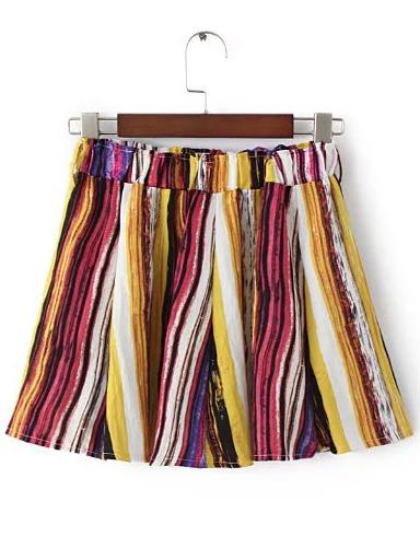 Shein Multicolor Elastic Waist Striped Skirt