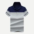 Shein Men Letter Print Cut And Sew Panel Polo Shirt