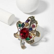 Shein Color Block Gemstone Leaf Shaped Brooch