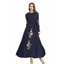 Shein Floral Embroidered Tie Waist Longline Dress